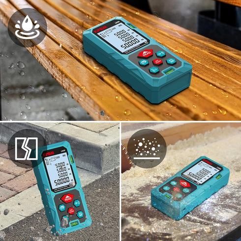 Laser Distance Measure 165 Feet with 2 Bubble Levels,M/in/Ft Unit Switching Backlit LCD,99 Sets Data Storage and Pythagorean Mode, Measure Distanc...