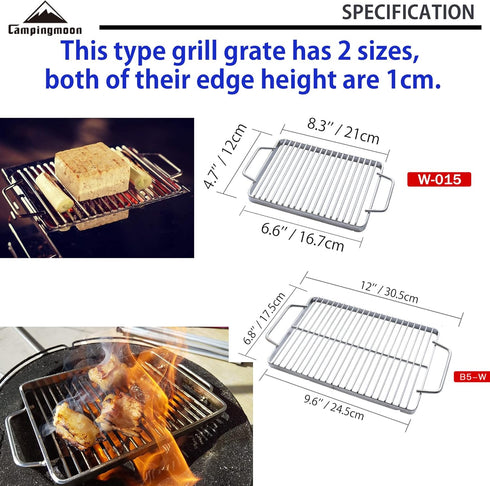 camping moon 304 Stainless Steel 9.6'' x 6.8'' Cooking Grill Grate Cooking Grid Cooking Grate B5-W...