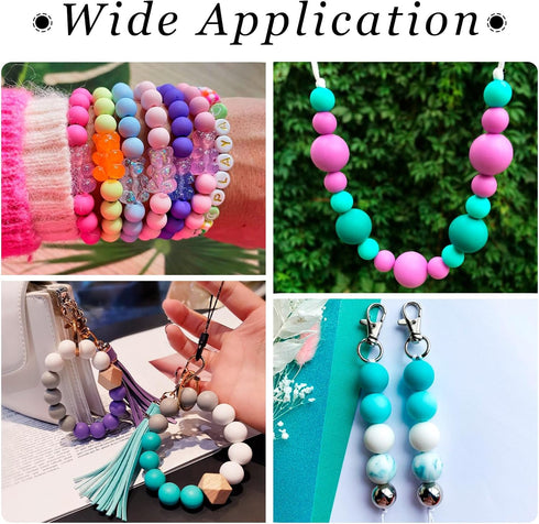 80Pcs Blue Silicone Focal Beads 15mm Round Ball Beads Chunky Kandi Beads Spacer Pen Beads for Crafts DIY Beadable Pens Keychain Bracelets Jewelry ...