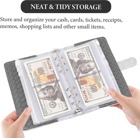 LIZIMANDU Cash Envelopes for Budgeting,Budget Binder with 12Pcs Budget Planner with Cash Envelopes,Money Organizer for Cash,PU Leather A6 Binder f...