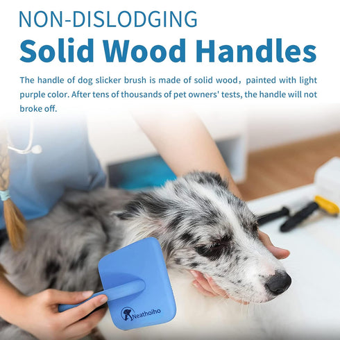 Slicker Brush for Dogs & Pet Comb Value Kit,50% Wider Large Dog Slicker Brush for Long Haired Dogs and Cats with Ergonomic Solid Wooden Handle,Lon...