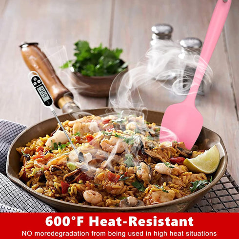 Heat Resistant Silicone Spatulas Set 6pcs, Seamless Design Non-Stick Mixing Spatulas with Stainless Steel Core, Premium BPA-Free Rubber Spatula Ba...