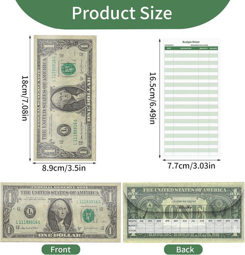 Cash Envelopes for Budget System – Money Envelopes for Budgeting and Saving, Tear and Water Resistant, Includes 12 Expense Tracking Budget Sheets,...