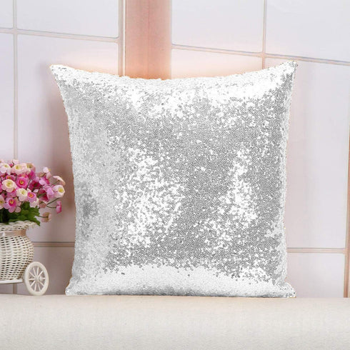 ShinyBeauty Sequin Pillow Case 24x24-Inch Silver Sequins Decorative Throw Pillows Covers Sequins Pillow Cover Pillows Cushion Cases Sofa Accent Pi...