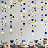 46 Ft Navy Blue and Gold Circle Dots Garland Royal Blue Hanging Paper Polka Dot Streamer for Birthday Wedding Bridal Baby Shower Graduations Nauti...