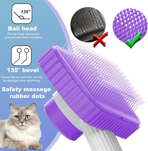 Cat brush, Cat Brush for Long or Short Haired Cats, Remove Loose Fur and Mats, Rounded Pins Reduces Painful Pulling, Not for Tangle and Curly Fur,...