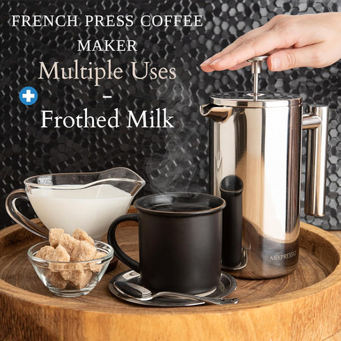 Mixpresso Stainless Steel French Press Coffee Maker 27 Oz 800 ml, Double Wall Insulated French Press Stainless Steel & Tea Brewer Easy Clean & Eas...