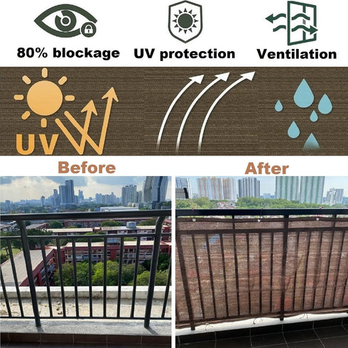 Fence Privacy Screen Balcony Sun Shade Cloth 3'3"x6'6" 80% Shade Fabric Outdoor Patio Screens Mesh Panels Apartments Railing Cover UV Protection f...