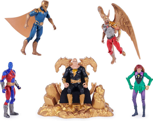 DC Comics, Black Adam and Justice Society Set, 4-inch Black Adam Toy Figures and Throne, Hawkman, Dr. Fate, Atom Smasher, Cyclone, Kids Toys for B...
