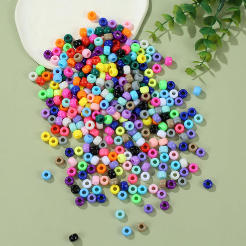 24 Colors Pony Beads for Bracelets, 6x9mm Large Plastic Pony Beads Set Kandi Beads Friendship Bracelet Making Kit for DIY Crafts and Jewelry Makin...