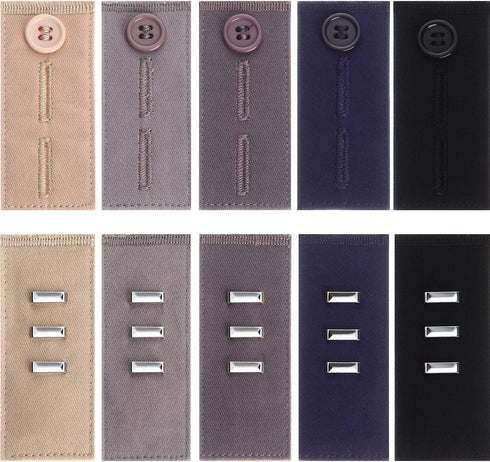 10 Pieces Waistband Extenders Elastic Button Waist Extender Pants Hook Extender for Men Women Pants Jeans Trousers, 2 Types...