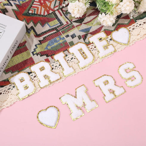 CHGCRAFT 10PCS Bride Iron On Patches 2.4inch Letters Iron On Patches Alphabet Patches for Clothes Stick on Letters Patches Fabric Applique for Clo...