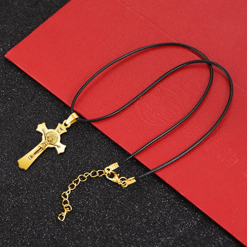10Pcs Metal Saint Benedict Medals Cross Charm Rosary Center INRI Crucifix Pendant Beads DIY Catholic Jewelry Gifts Necklace Keychain for Men Women...