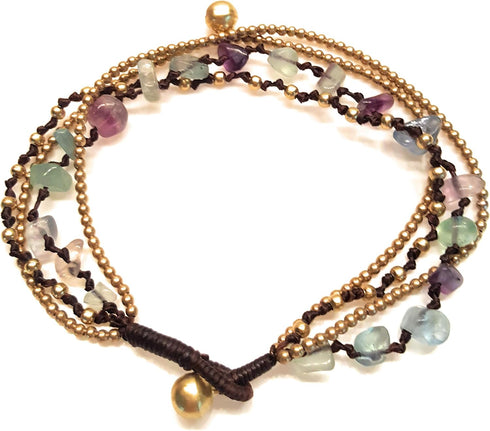 Infinityee888 Fluoride Anklet Bracelet with Bell Stone Handmade Brass Bead Bells Indian Boho Anklet for women, teen girls - JA242...