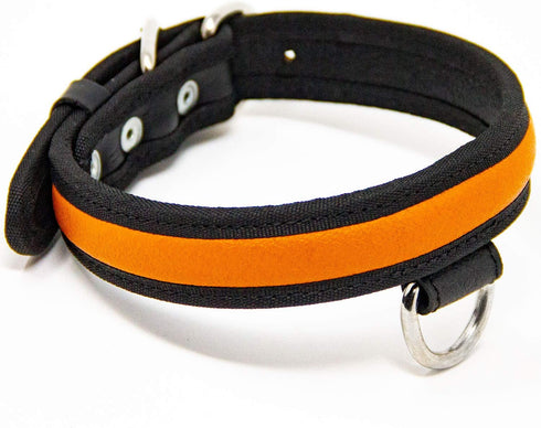 Premium Leather Dog Collar - Best Full Grain Heavy Duty Genuine Leather Collar (Orange, Medium)...