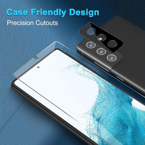 [3+3 Pack Glass Screen Protector for Samsung Galaxy S22 with Camera Lens Protector, 3D Curved, 6.1 inch 9H Tempered Glass for Samsung Galaxy S22 5...