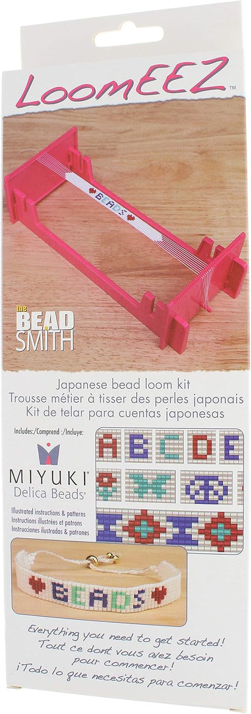 The Beadsmith LoomEEZ Japanese Bead Loom Kit – includes Adjustable Loom, Miyuki Glass Beads, Thread & Needle, Warp Thread, Findings and Instructio...