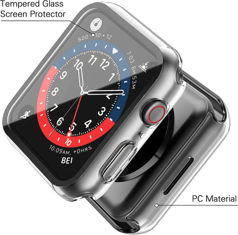 Misxi 2 Pack PC Case with Tempered Glass Screen Protector Compatible with Apple Watch Series 9 (2023) Series 8 Series 7 41mm, Ultra-Thin Scratch R...
