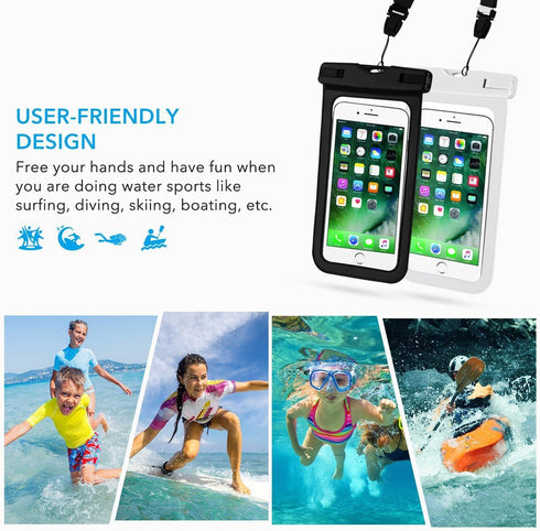 Universal Waterproof Case, 2 Pack IPX8 Waterproof Phone Lanyard Dry Bag with Neck Strap for iPhone 15 14 13 12 11 XS Pro Plus Galaxy S22 S23 Edge ...