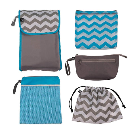 J.L. Childress 5-in-1 Diaper Bag Organizer for Diaper Bag, Purse or Travel Bag, 5 Piece Set, Grey/Chevron...