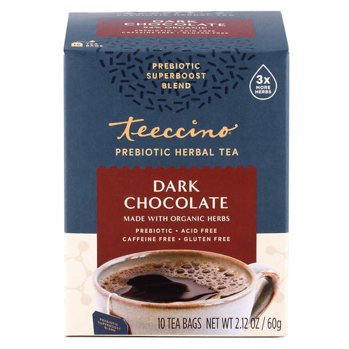 Teeccino Dark Chocolate - Prebiotic SuperBoost™ Herbal Tea - Support Your Probiotics with Prebiotics For Good Gut Health and Regularity, Digestive...