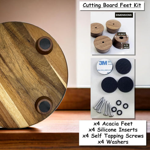 Wooden Cutting Board Feet - Cutting Board Feet Kit - Wood cutting board feet with silicone rubber feet for cutting board - Raised Cutting Board fe...
