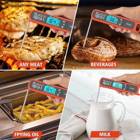 Venigo Digital Meat and Food Thermometer for Cooking and Grilling, Waterproof Instant-Read Cooking Thermometer, Kitchen Probe Thermometer for Baki...