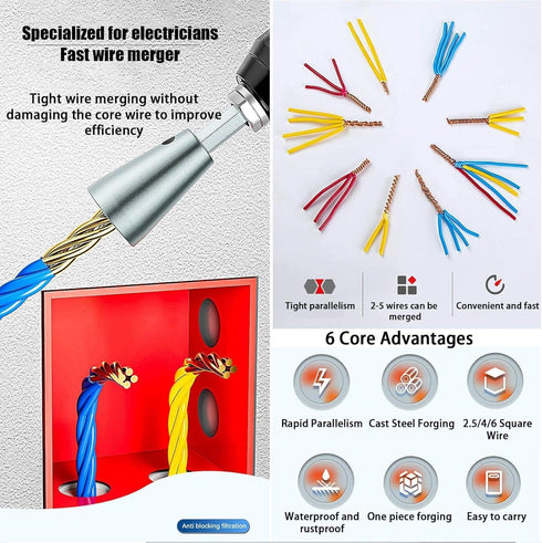 2PCS Wire Twister Tool for Drill, Electrical Wire Twister Wire Stripper for Drill, Drill Wire Twister of Connector With 1/4" Chuck, 6MM Drill Wire...