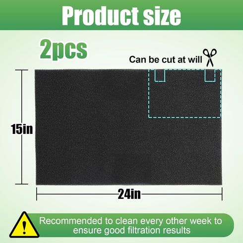 2 Pcs Window Air Conditioner Filters - 24 x 15 x 1/4 in Cut to Fit Foam Replacement Filters, Compatible with FRIEDRICH, GE, HEPA, Next Gen AC Wind...