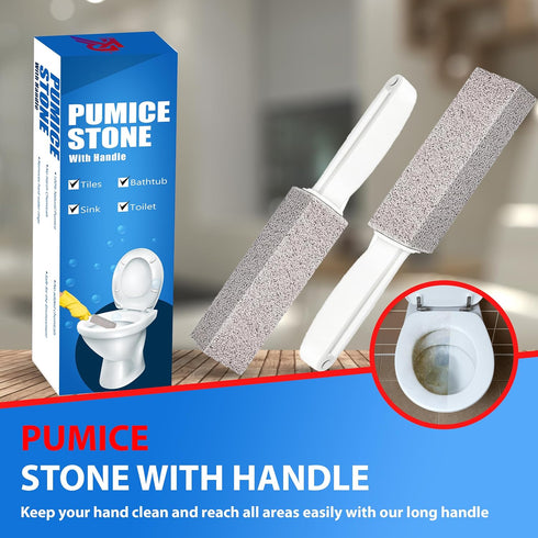 Amazon Brand | 2 Pack Ring King Pumice Stone Toilet Bowl Cleaner with Handle | Effectively Removes Stubborn Limescale from Tile, Shower Door and B...
