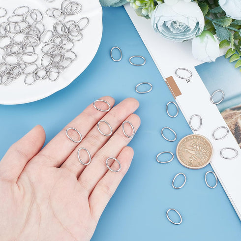 UNICRAFTALE about 100pcs 13mm Oval Close but Unsoldered Jumps Rings 304 Stainless Steel Jump Rings Connectors O Rings for DIY Bracelet Necklaces J...