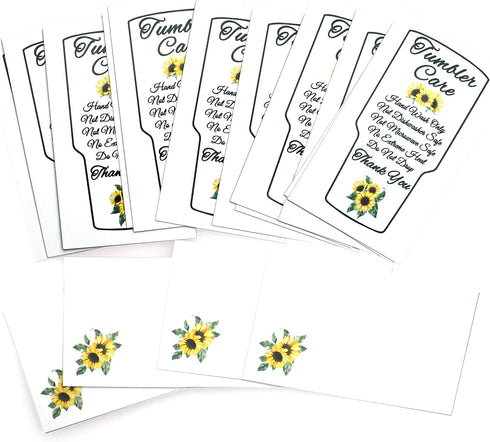 50 Tumbler Care Cards, Tumbler Care Instructions, Tumbler Care and Cleaning Cards, Cup Care Instructions Sun Flower...