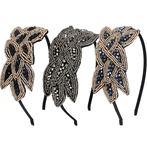 Tatuo 3 Pieces 1920s Flapper Headbands for Women 20s Vintage Headpiece Rhinestone Beaded Leaf Hairband Hair Accessory...