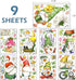 Mfault 9 Sheets Spring Gnomes Flowers Window Clings, Floral Daisy Tulip Lavender Glass Stickers Decals Decorations, Butterfly Mushroom Bicycle Swi...