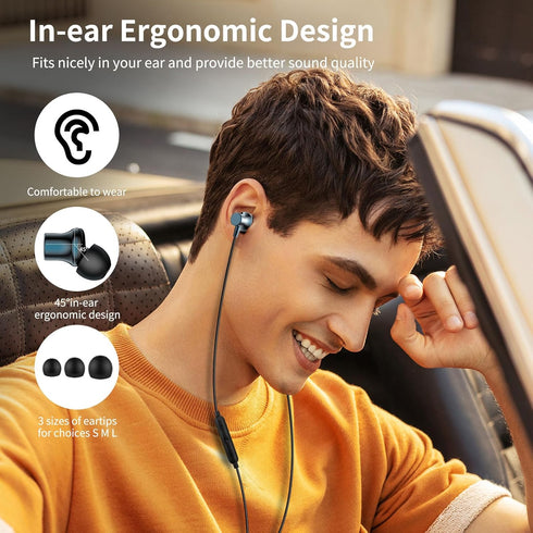 COOYA USB C Headphones Type C Wired Earbuds Bass Stereo Magnetic for iPhone 15 Pro iPad 10 Air 6 Noise Canceling Earphones in-Ear Headset+Mic for ...