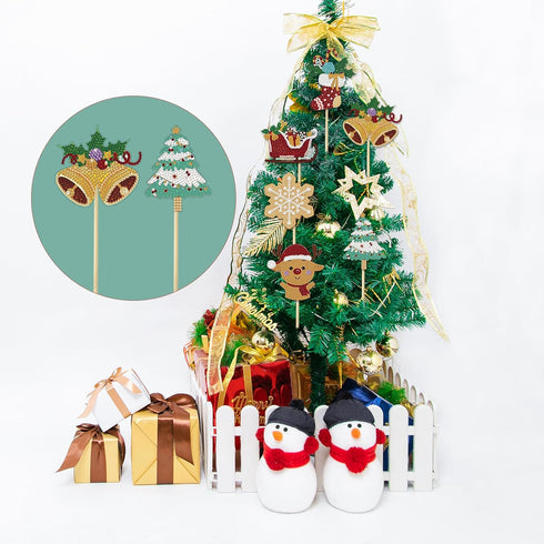 JHGCVX 8 Pcs Christmas Diamond Art, Diamond Painting Kits for Garden Decor, Christmas Stakes Diamond Art Kits for Indoor Outdoor Garden Yard Decor...