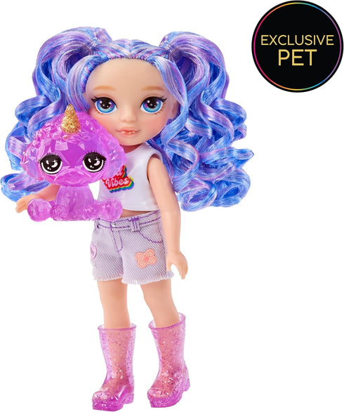 Rainbow High Littles – Amethyst Willow, Purple 5.5" Posable Small Doll with Purse, Magical Pet Dog, Girls Toy Gift, Kids Ages 4-12 Years...
