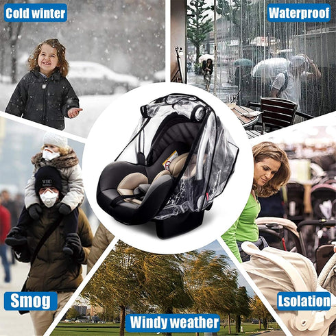 Car Seat Rain Cover,Food Grade EVA,Universal Car Seat Rain,Waterproof, Windproof Protection,Protect from Dust Snow,Rain Cover Features Quick-Acces...