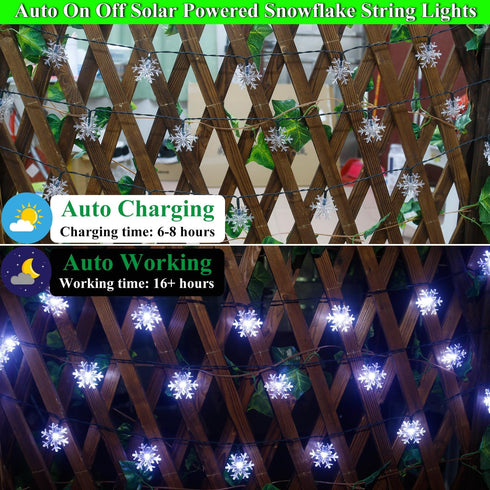 Christmas Decorations Solar Snowflake String Lights Outdoor, Bright and Long Lasting 50LED Solar Christmas Lights Outdoor Waterproof, 31ft White C...