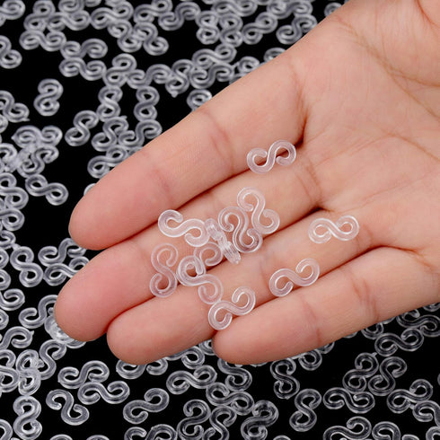 300 Pieces Rubber Band S Clips Loom Band Clips Plastic Connectors Refills for Loom Bracelets (Clear)...