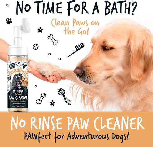 Dog Paw Cleaner No Rinse Foam Cat & Dog shampoo with Silicone Brush Head, waterless grooming products. Travel friendly paw cleaner for dogs defeat...