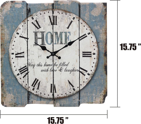 Stonebriar SB-6158A Worn Blue 15" Square White Wall Clock...