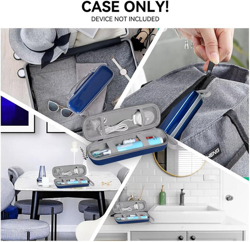 Travel Case for Oral-B/Oral-B Pro/Phlips Sonicare Electric Toothbrush with 2pcs Toothbrush Heads Cover Cap, Portable Hard Protective Storage Bag w...