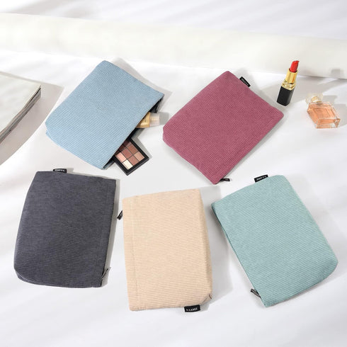 MAANGE Small Makeup Bag For Purse, Travel Cosmetic Bag Makeup Pouch Corduroy Portable Versatile Zipper Pouch For Women (GREEN)...
