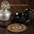 VHC Brands Espresso Trivet Hot Pad for Pots Pans, Brown Black Tan, Jute Blend, Round Circle, 8 Inches...