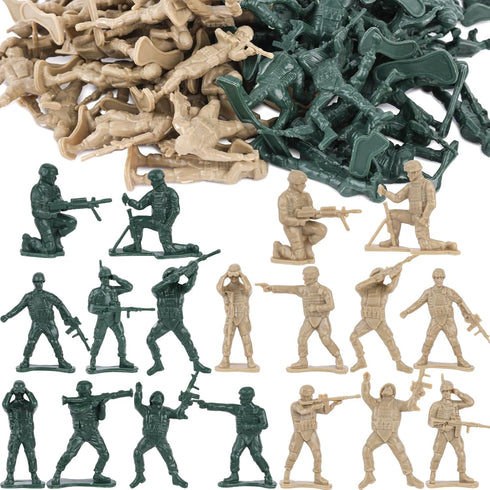 LovesTown 100PCS Army Men Toy Soldiers, Plastic Soldier Figures Green Yellow Army Men Playset Multiple Poses for Boys Birthday Gift...
