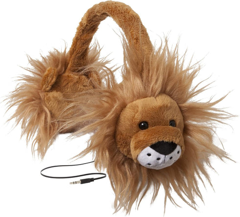 ReTrak Retractable Animalz Tangle-Free, Volume Limiting (85 dB) Over Ear Headphones for Kids, Gold Lion (ETAUDFLION), standard, Lucky Lions...