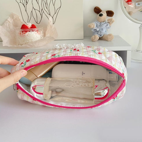 Kawaii Kitty Makeup Bag,Cute Kitty Cat Cosmetic Bag Travel Toiletry Bag,Kitty Travel Portable Makeup Bag for Girls and Women (Red)...