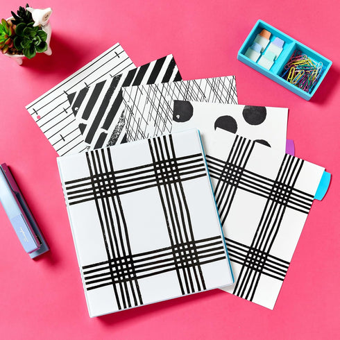 Avery Durable View 3 Ring Binder, 1 Inch Round Rings, Black and White Plaid, 1 Fashion Binder (26742)...