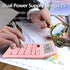 Standard Calculator 12 Digit,Pink Desktop Dual Power Battery and Solar,Desk Calculators with Large LCD Display,Perfect for Home, Office,and School...